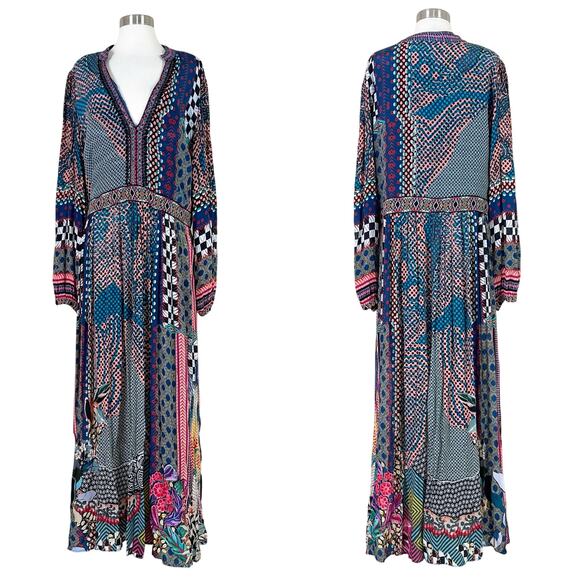 Anthropologie | Bhanuni by Jyoti Patterned Maxi Long Sleeve Slit Boho Maci Dress - Picture 16 of 16